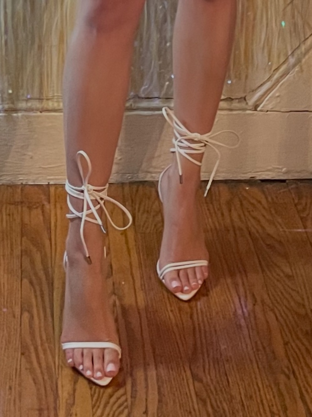Steve Madden White Lace-Up Strappy Heels - Picture 2 of 13